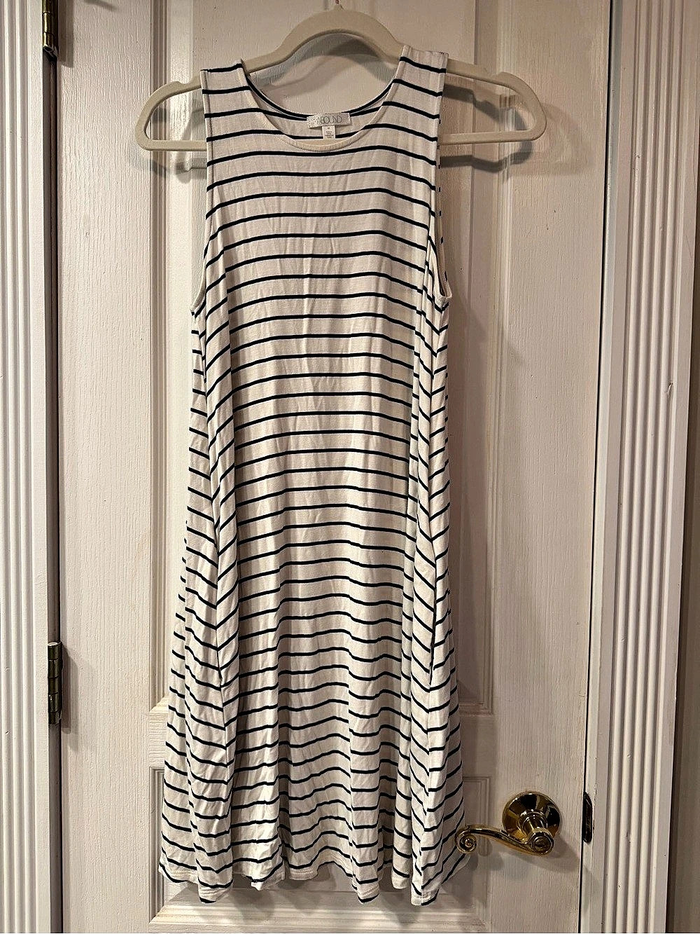 ABOUND Sleeveless Striped Swing Dress White & Blue Size Medium